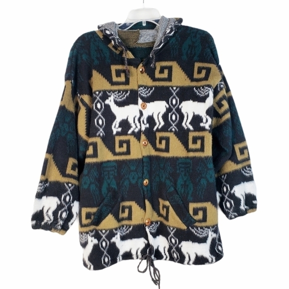 VTG fleece deer hooded jacket fall - Picture 1 of 3